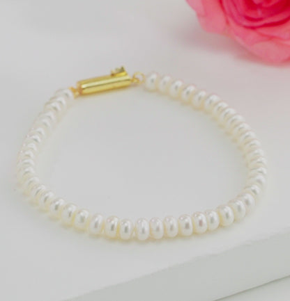 4.0-5.0mm White Button Freshwater Pearl Bracelet