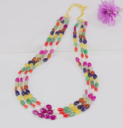 Natural Navaratan Beads Necklace