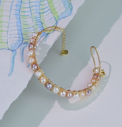 Classic Near Round Multicolor Freshwater Pearl Bracelet