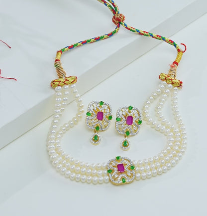 Effervescent Red Green Multicolor Freshwater Pearl Choker Set