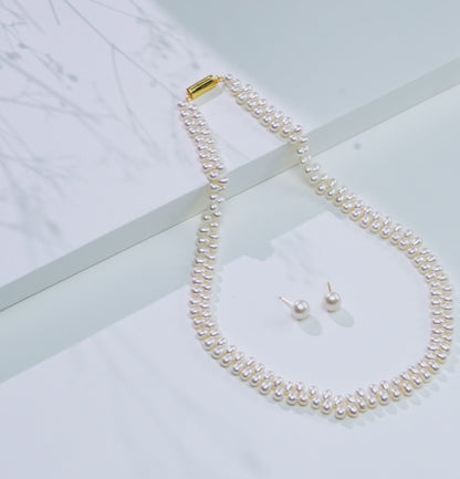 4.0-5.0 White Fancy Freshwater Pearl Necklace Set - AA Quality