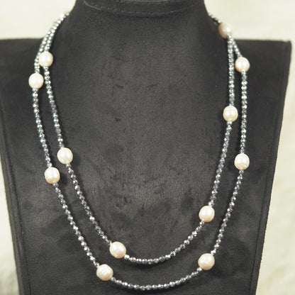 Black Fancy And Freshwater Pearl Necklace Set