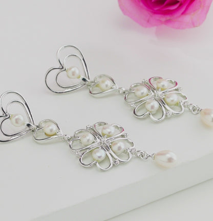 Durable Mix White Freshwater Pearl Dangling Earrings