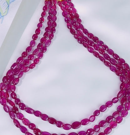Natural Ruby Beads Necklace