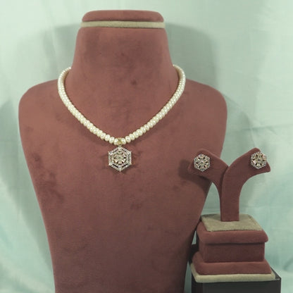 White Stone Freshwater Pearl Necklace Set