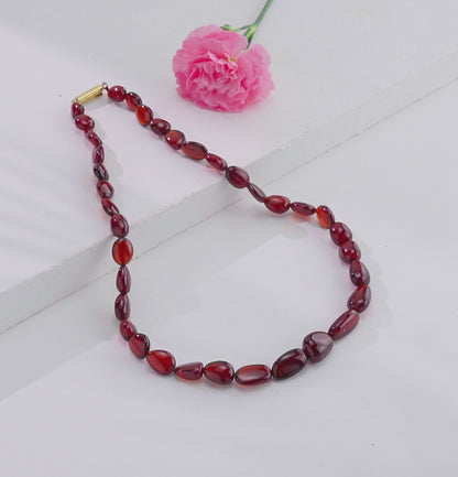 Natural Garnet Beads/Gomed Beads Necklace