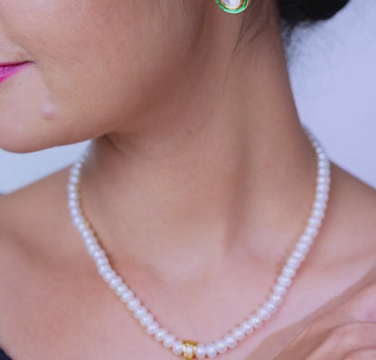 Latest White Stone Freshwater Pearls Necklace Set