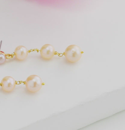 Superior Pink Mix Freshwater Pearl Hanging Earrings