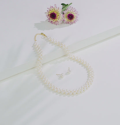 3.0-4.0 White Fancy Freshwater Pearl Necklace Set - AA Quality