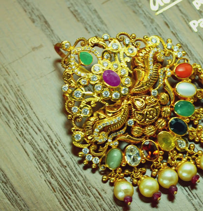 Casual Navratan Gold Stone Locket