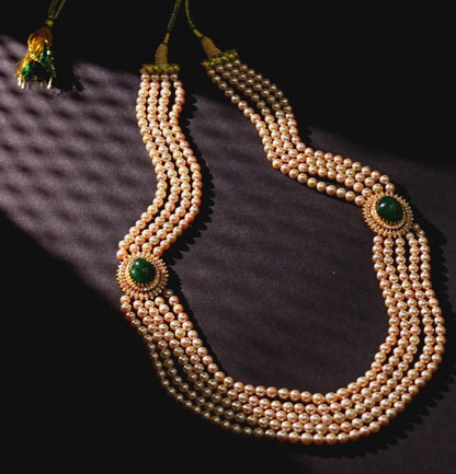 Decadent Gold Kundan Emerald Side Piece Necklace