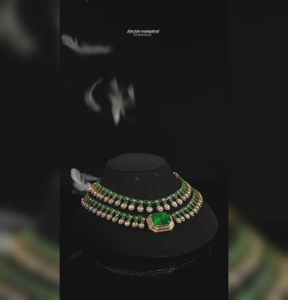 Modern Emerald Polki Necklace