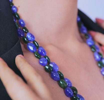 Natural Emerald Tanzanite Beads Necklace