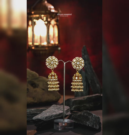 Antique Polki Pearl Jhumka