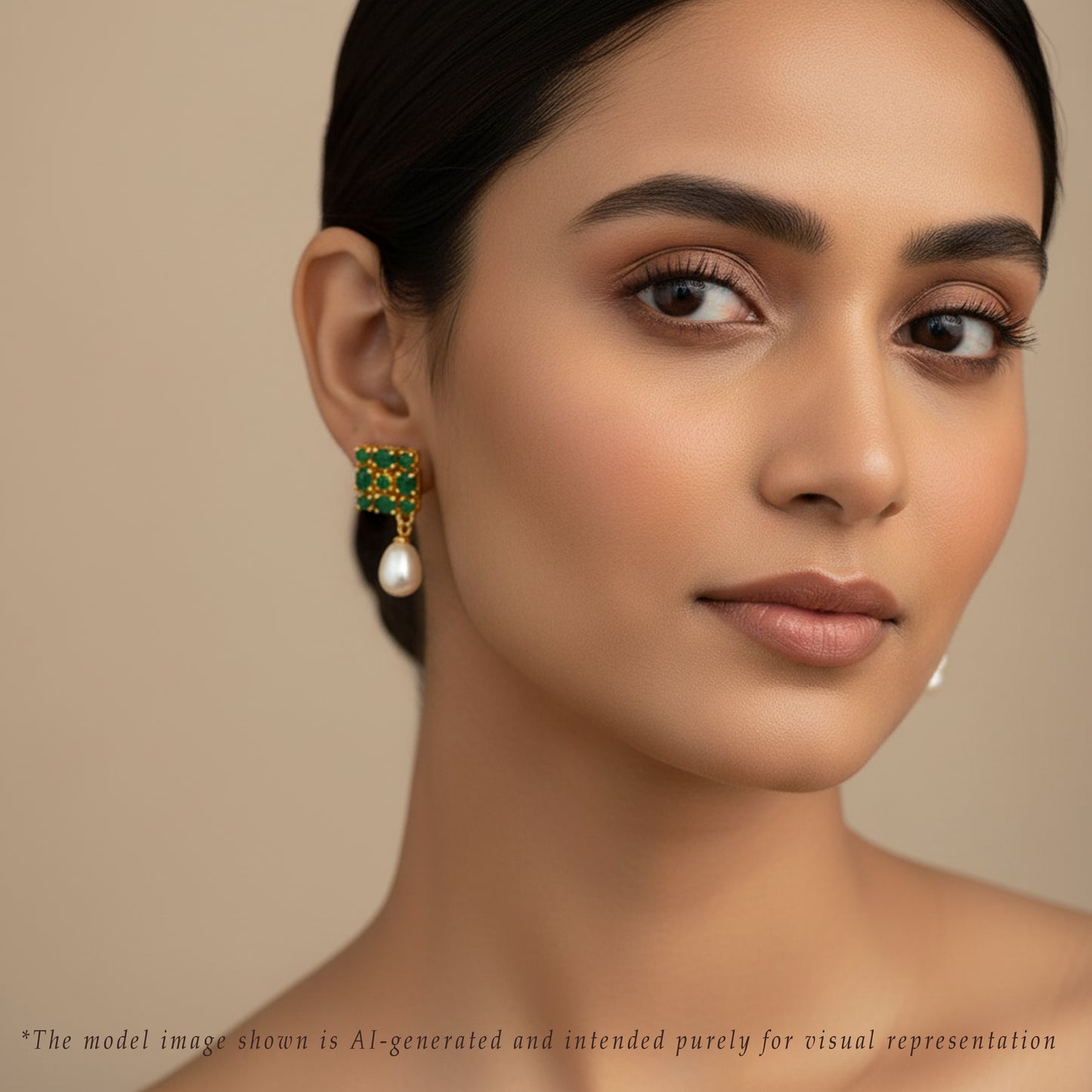 Perfect Green Stone Freshwater Pearl Stud Earrings