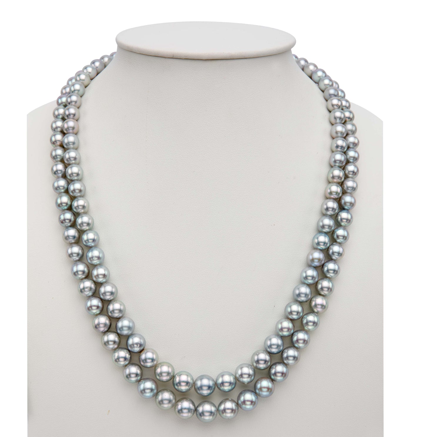 Grey Round Akoya Saltwater Pearls Grading Necklace Set -A Quality