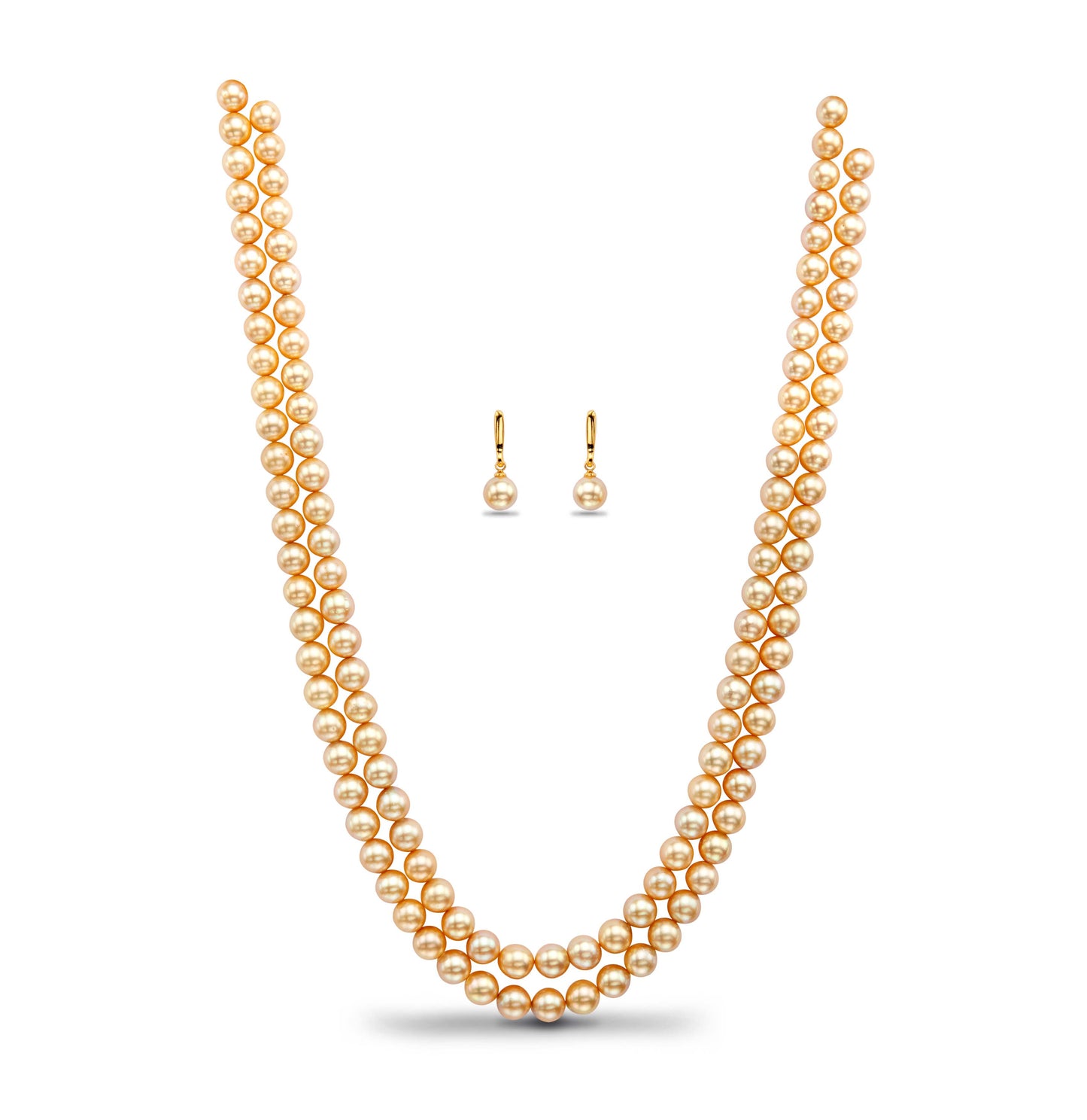 Grading Golden Round Akoya Saltwater Pearls Necklace Set - AA Quality