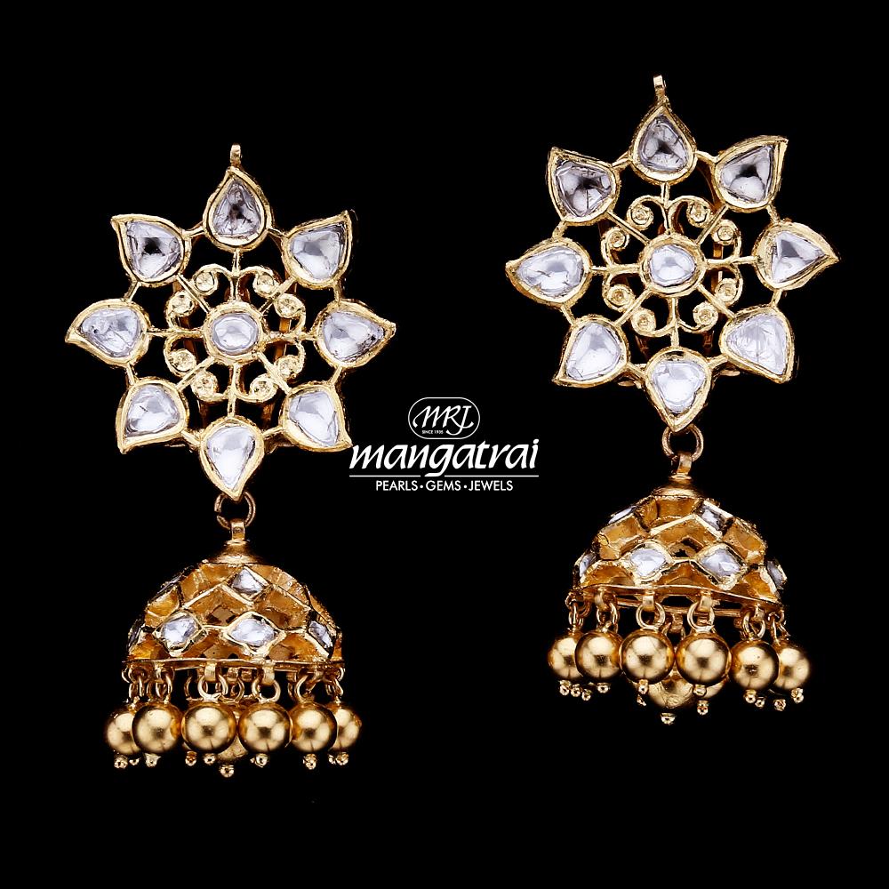 Delicate Uncut Diamond Jhumka | Mangatrai Pearls & Jewellers