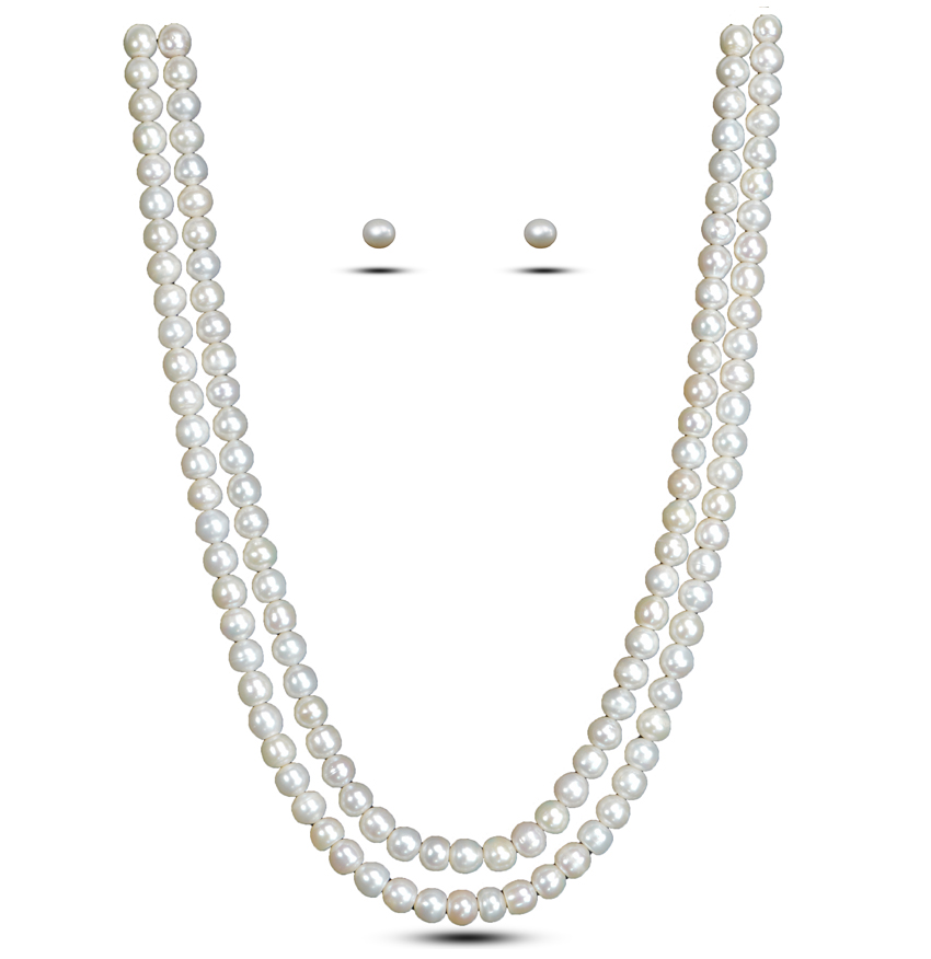 Classic Pearl Necklace and Earring Set