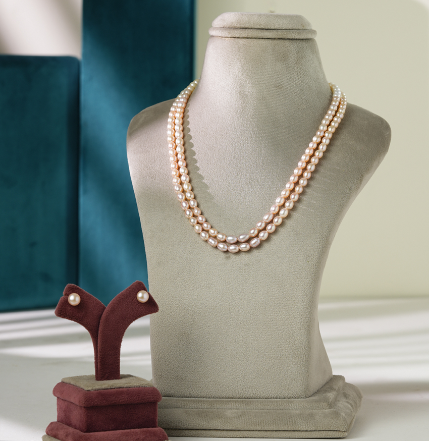 Stylish Multicolor Pearl Necklace,Earring Set