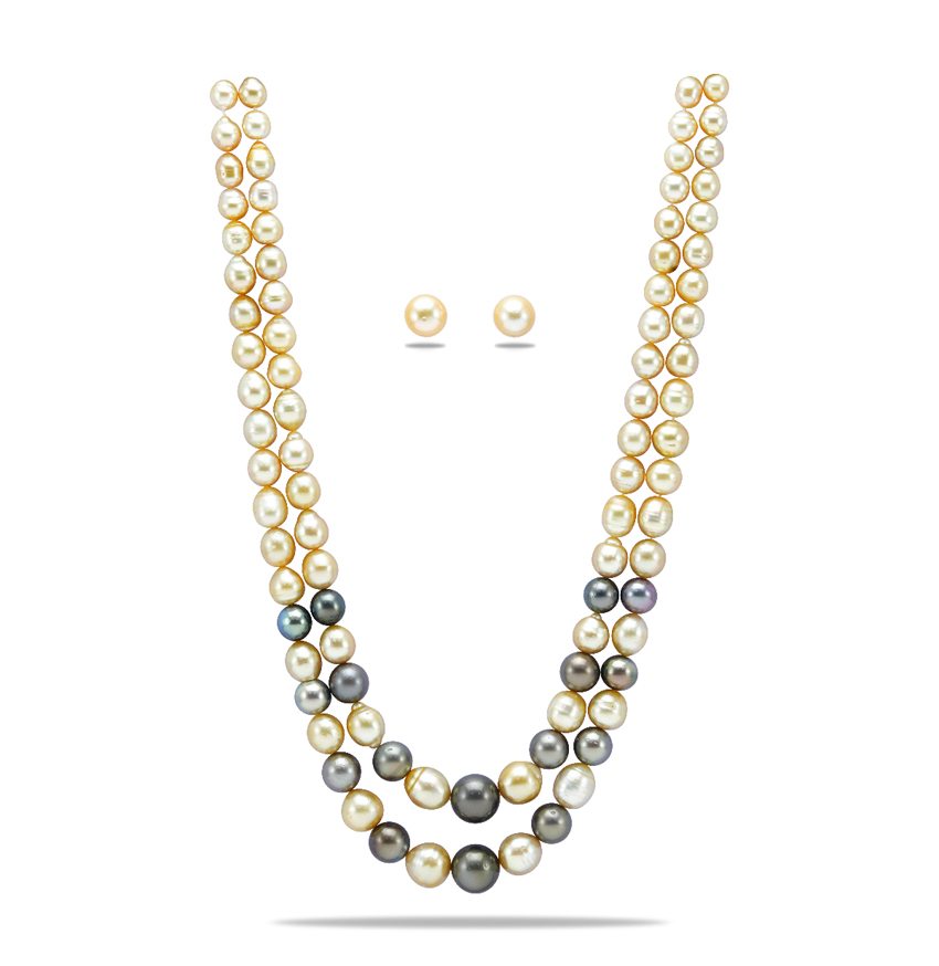 Grading Multicolor Golden SouthSea Pearl Necklace Set -AAA
