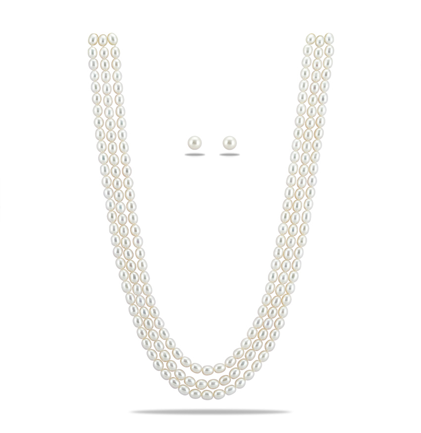 White Drop Pearl Necklace Set