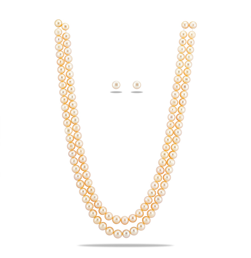 Freshwater Regal Pink Round Pearl Necklace Set