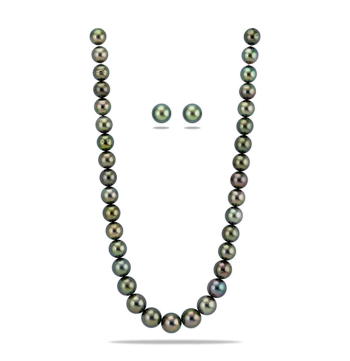 11 -14 MM Round Grading Black Tahitian Saltwater Pearl Necklace Set- AAA Quality